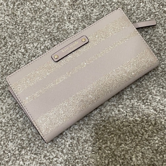 kate spade Handbags - KATE SPADE taupe neutral sparkle stripe wallet